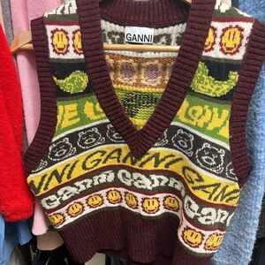 GANNI Multicolor Patterned Sweater Vest